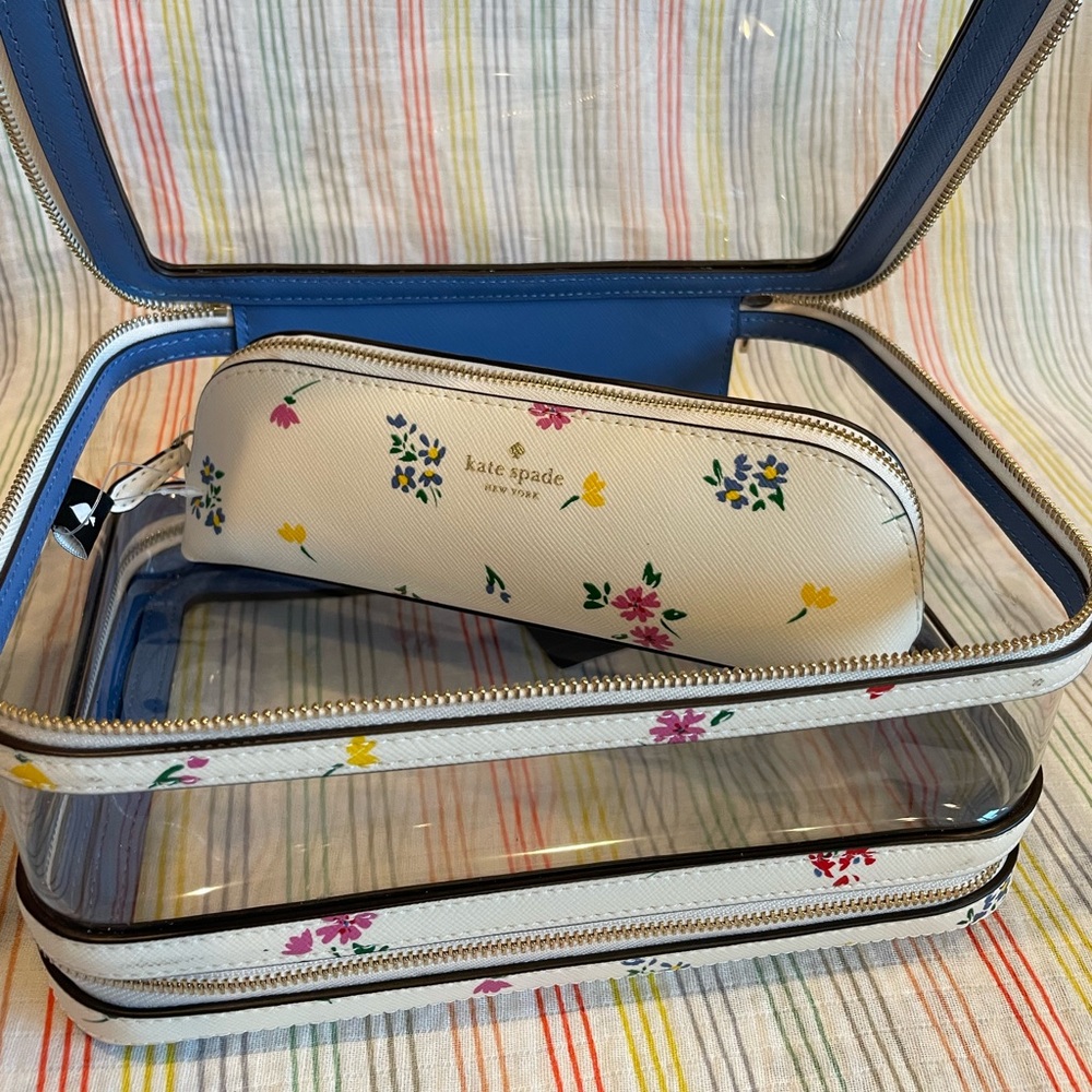 Kate Spade Floral Makeup Case Staci Garden Bouquet Travel Cosmetic Set of 2 NWT - Picture 6 of 8